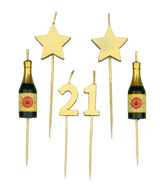 Kaarsjes 21 Jaar Champagne 17,5cm